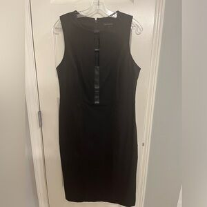 Banana Republic Black Sloane Sheath Dress with Leather Inserts